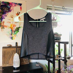 Faux Leather Paneled Crop Top